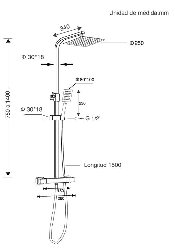 Columna de ducha termostática Boal – imagen 2 de 2