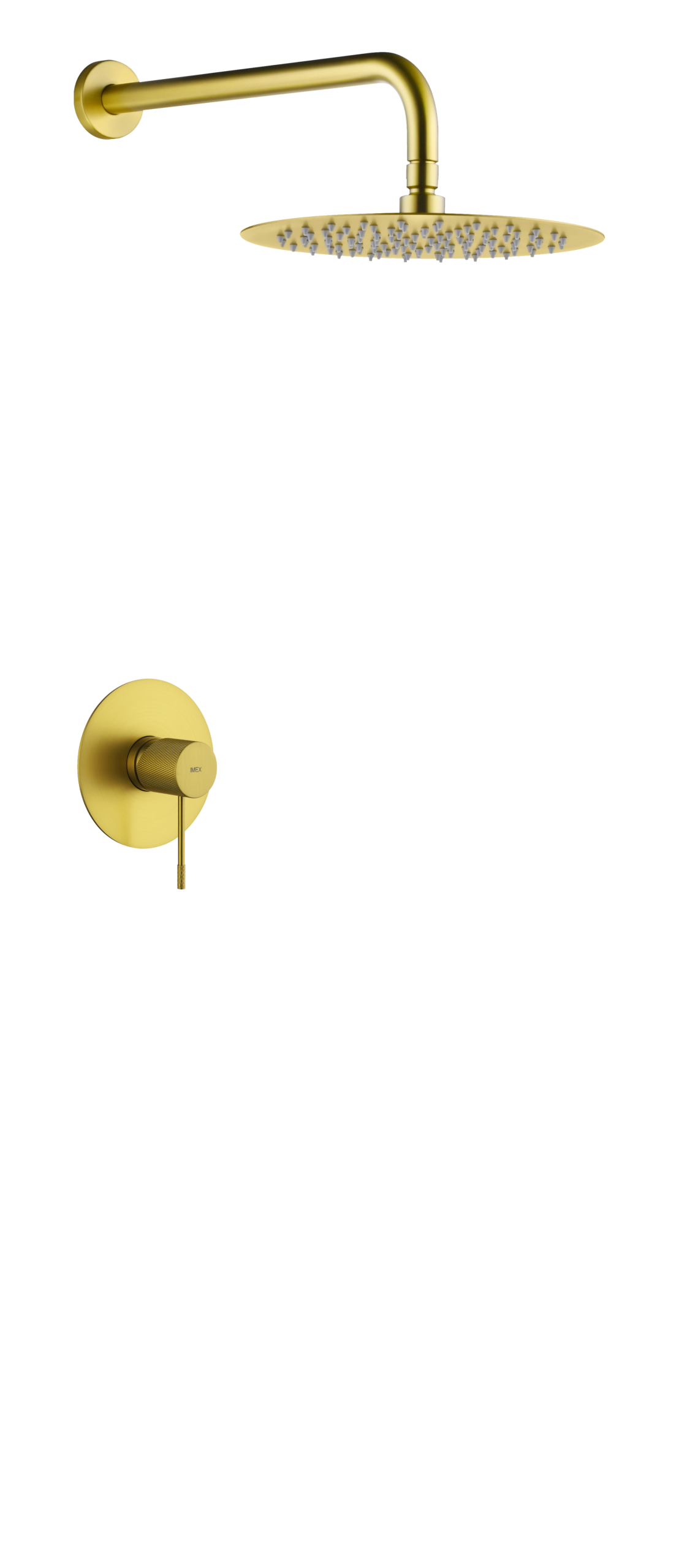 Conjunto de ducha monomando empotrado 1 vía Line con rociador Imex – Oro cepillado
