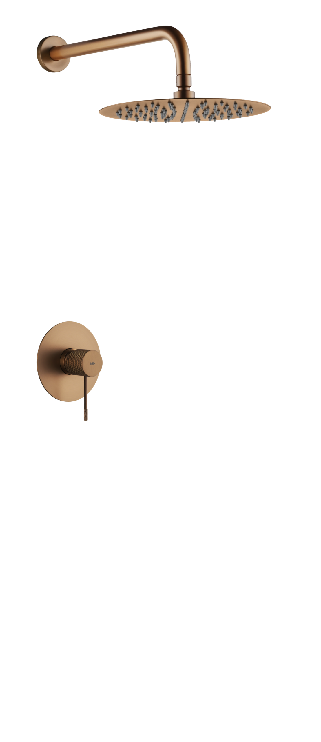 Conjunto de ducha monomando empotrado 1 vía Line con rociador Imex – Oro rosa cepillado