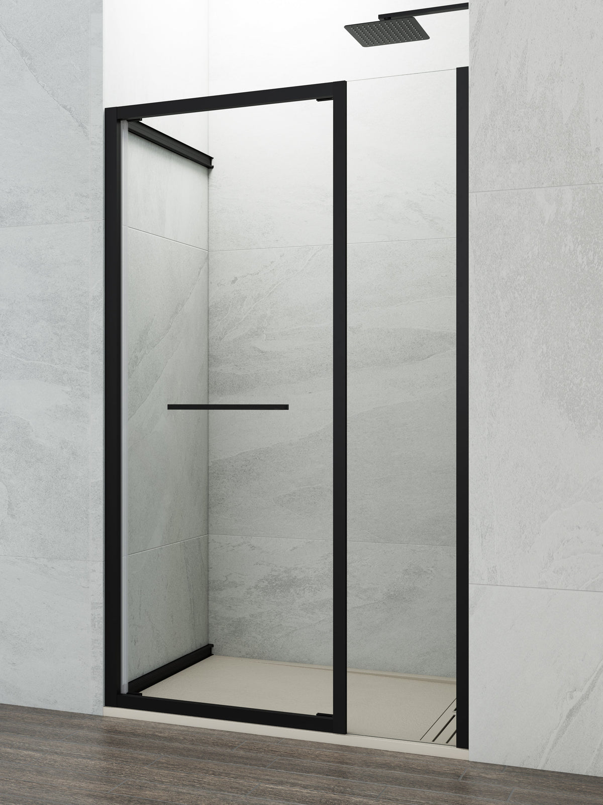 Mampara de ducha corredera-plegable Spazio transparente GME – Negro