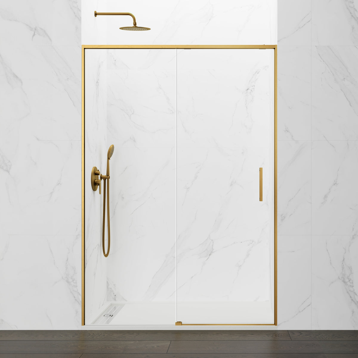 Mampara de ducha corredera frontal Twenty transparente GME – Oro – imagen 7
