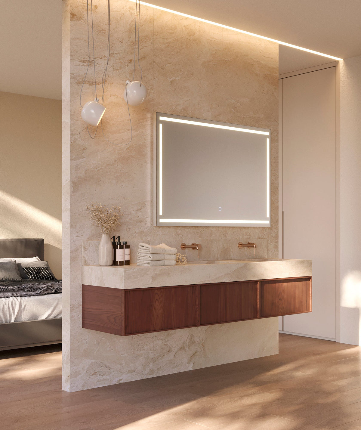 Espejo de baño LED rectangular retroiluminado Viena – imagen 2