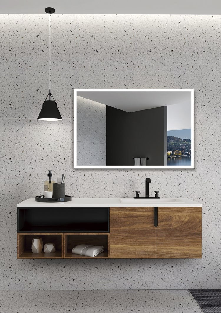 Espejo de baño LED rectangular con luz frontal Suiza – imagen 2