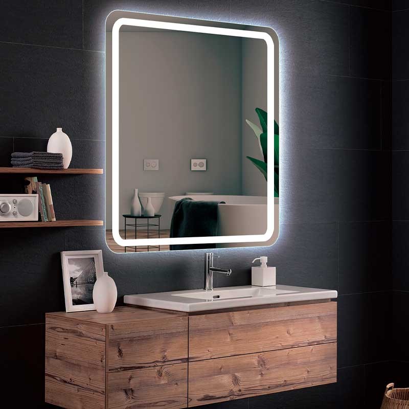Espejo de baño LED rectangular con luz frontal Austria – imagen 3