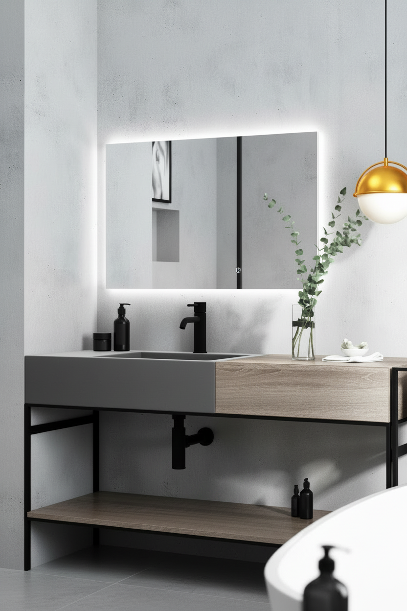 Espejo de baño LED rectangular retroiluminado Bidens – imagen 7