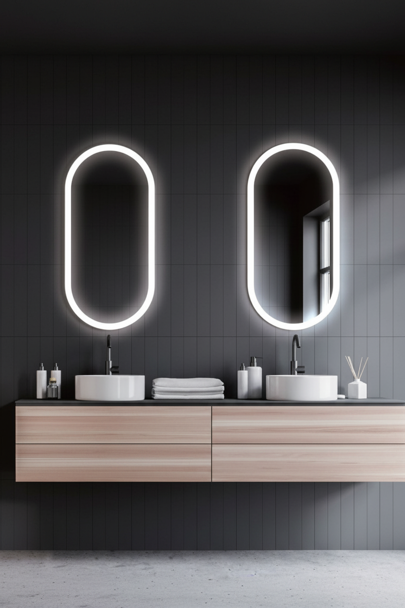 Espejo de baño LED ovalado con marco iluminado Canada – imagen 2