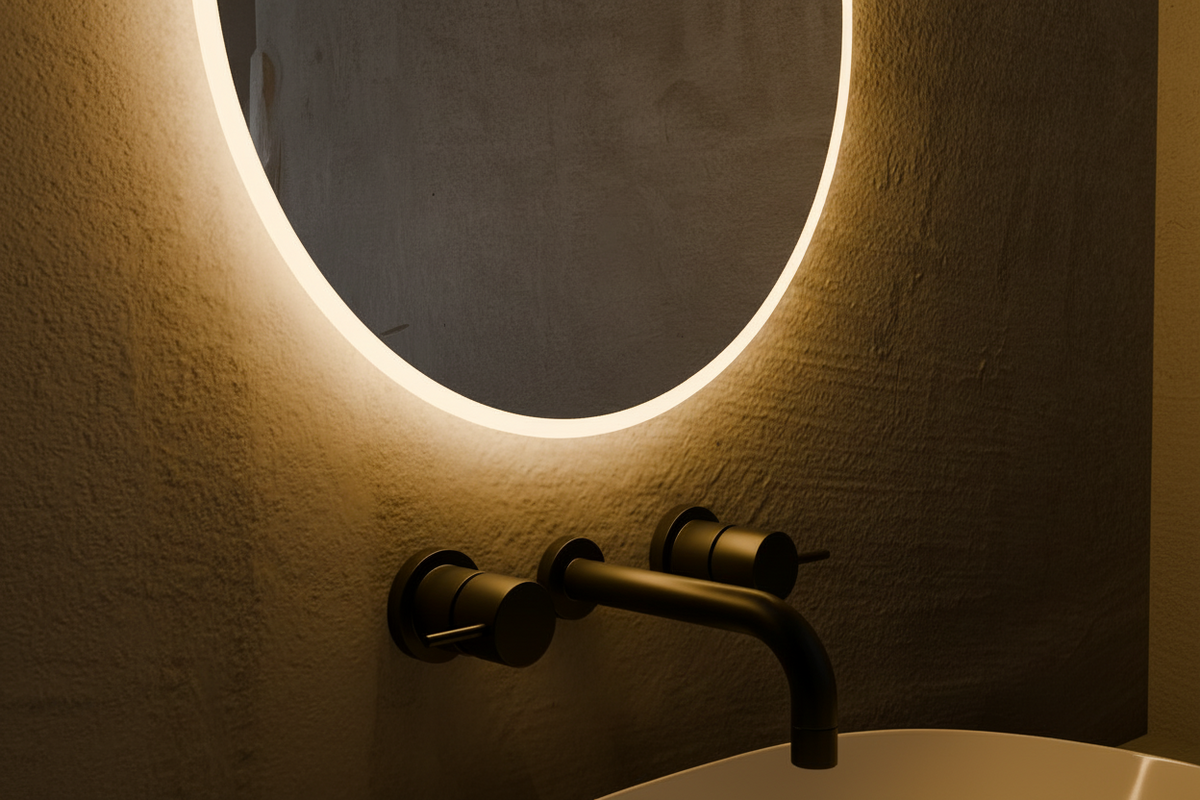 Espejo de baño LED ovalado con luz frontal y ambiental Diana – imagen 5