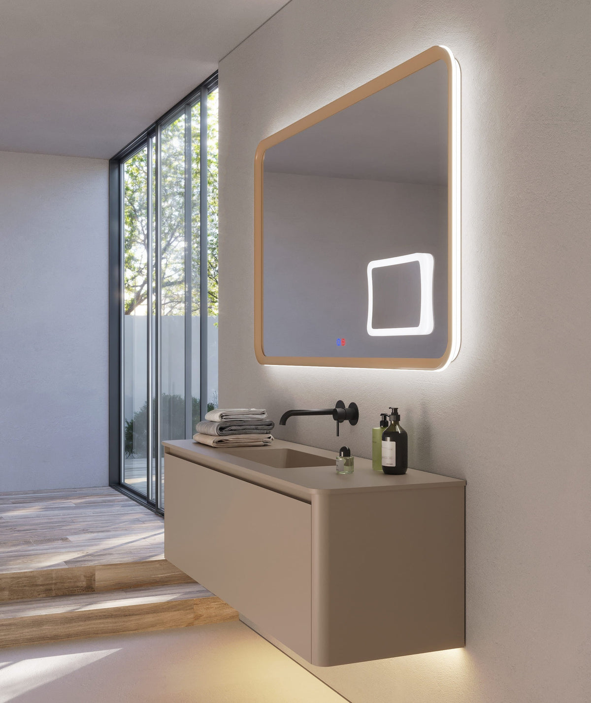 Espejo de baño LED rectangular retroiluminado Duomo – imagen 1