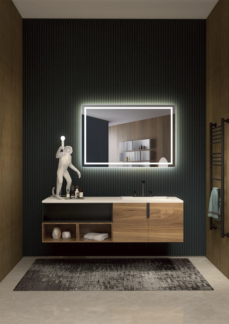 Espejo de baño LED rectangular con luz frontal Francia – imagen 1