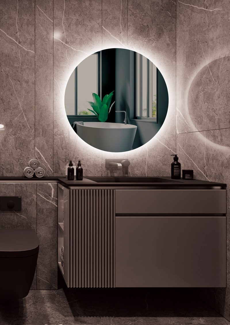 Espejo de baño LED redondo retroiluminado Lisboa – imagen 1