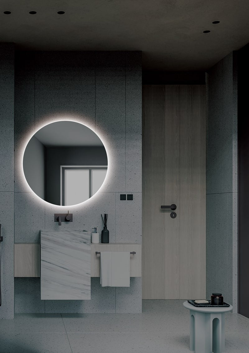 Espejo de baño LED redondo retroiluminado Lisboa – imagen 4