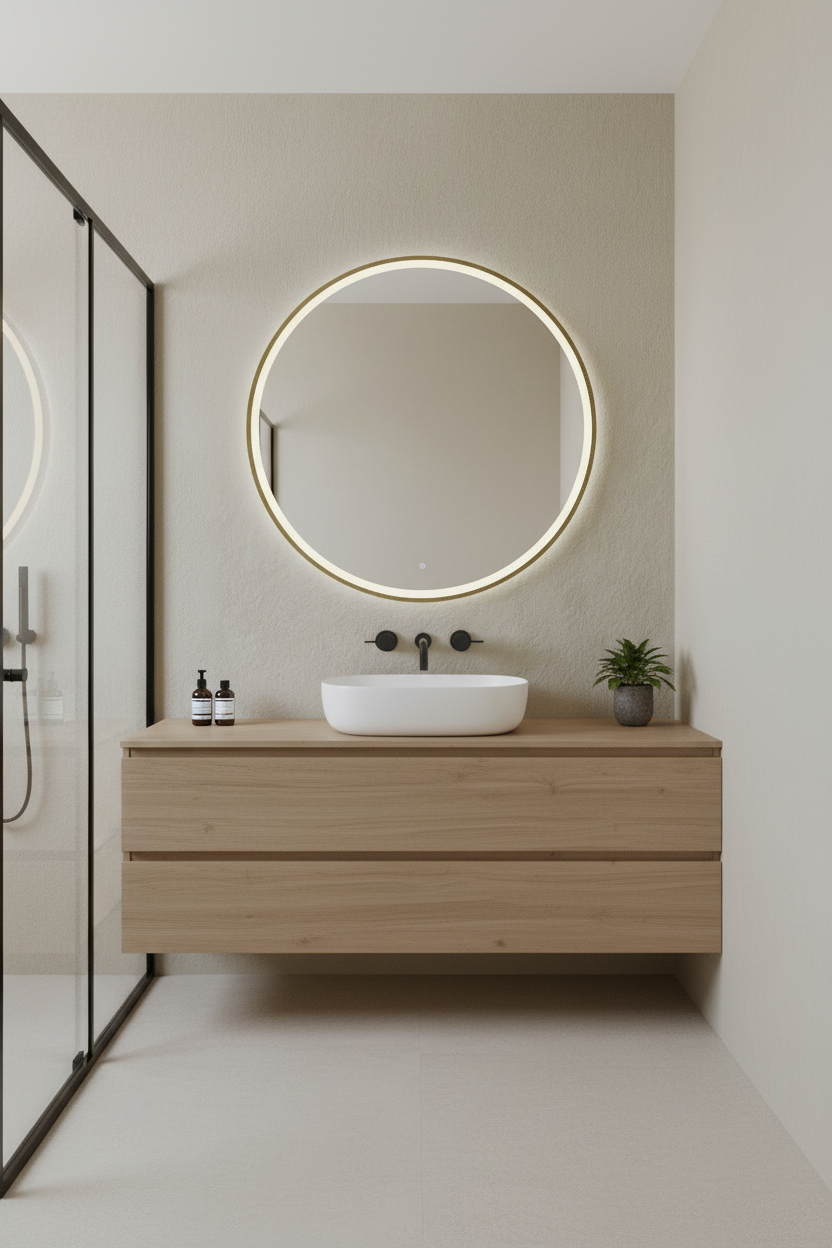 Espejo de baño LED redondo retroiluminado Lunix – imagen 5