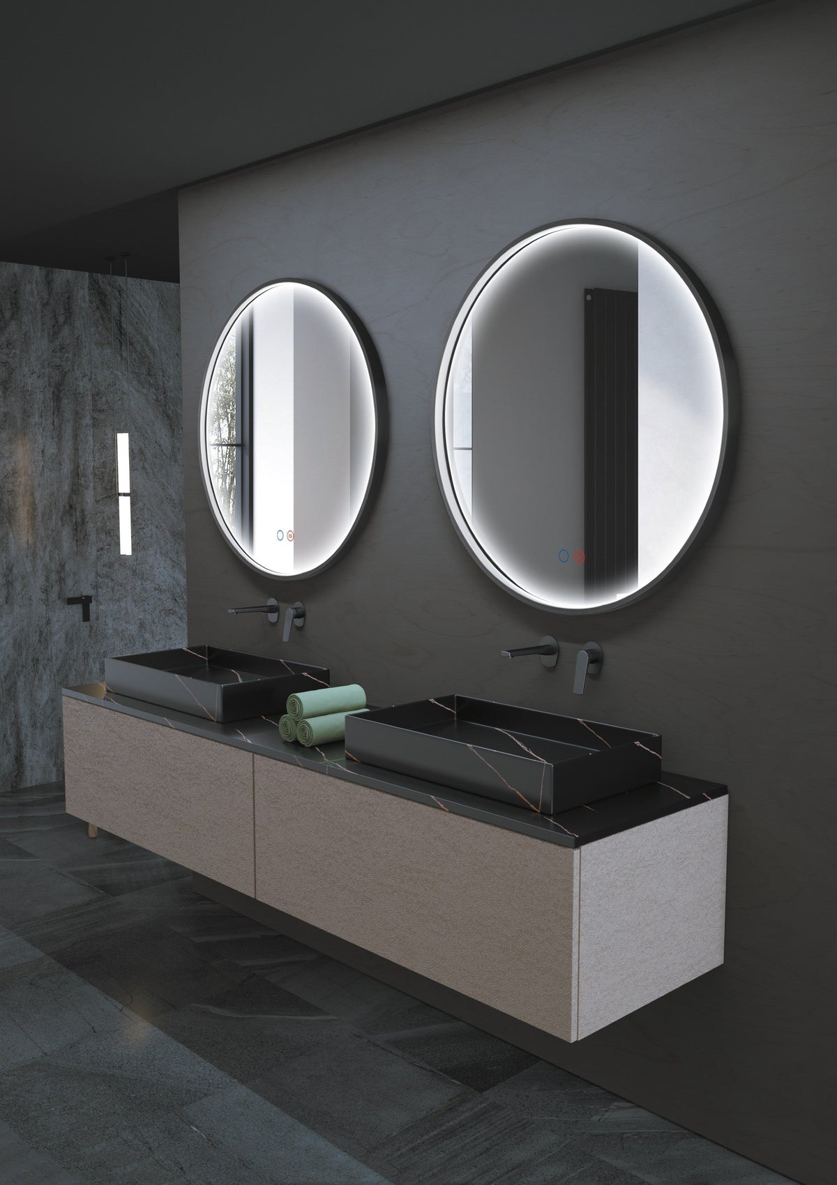 Espejo de baño LED redondo con marco iluminado Nepal – imagen 4