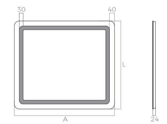 Espejo de baño LED rectangular con luz frontal Pina – imagen 4