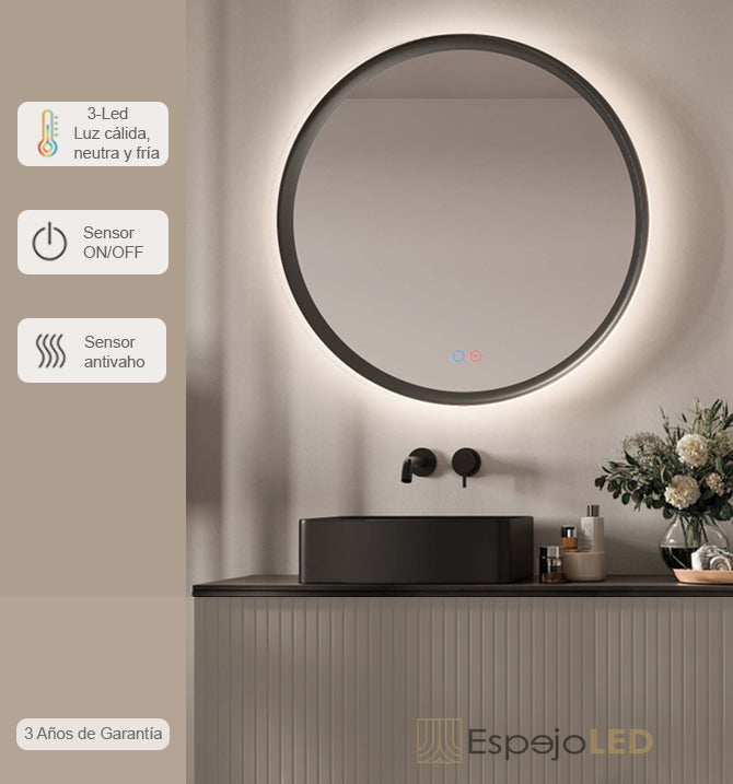 Espejo de baño LED redondo retroiluminado Torino – imagen 1
