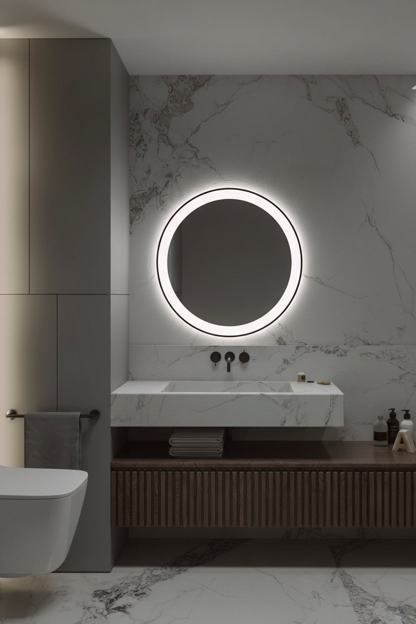 Espejo de baño LED redondo retroiluminado Vega – imagen 1